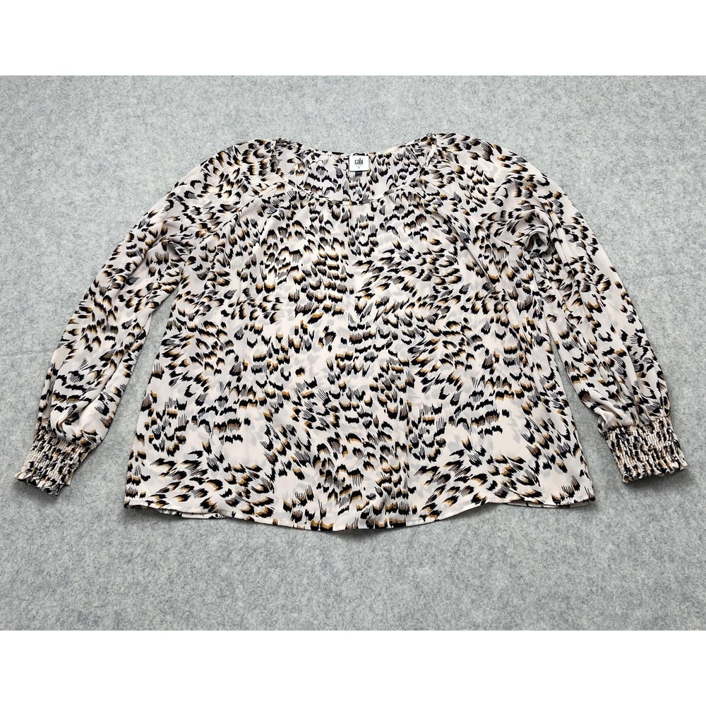 CAbi Blouse Womens Large Multicolor Animal Print Long Sleeve Tunic Style 4335